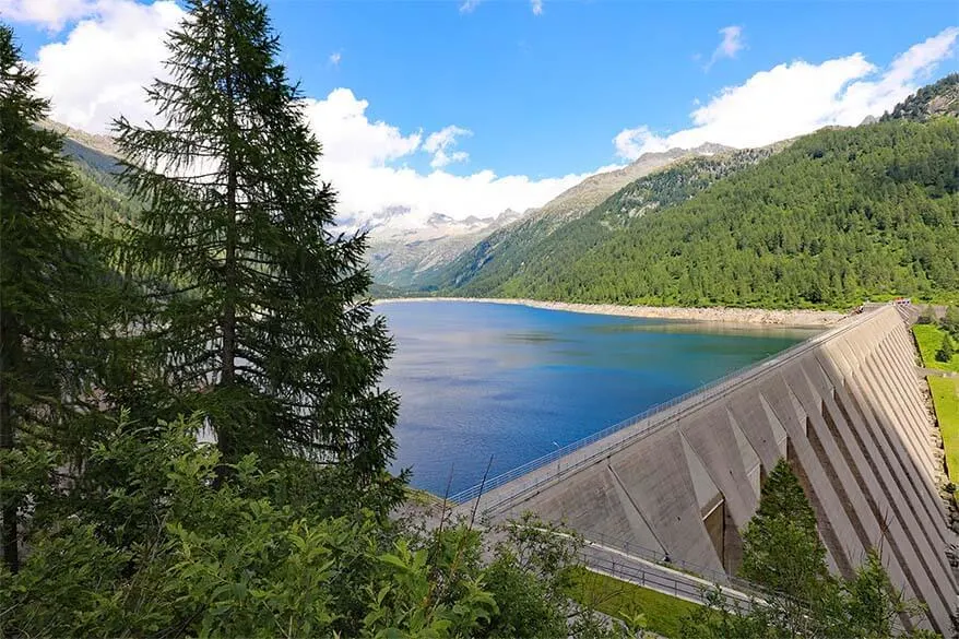 Lago di Malga Bissina dam in Daone Valley in Trentino region in Italy