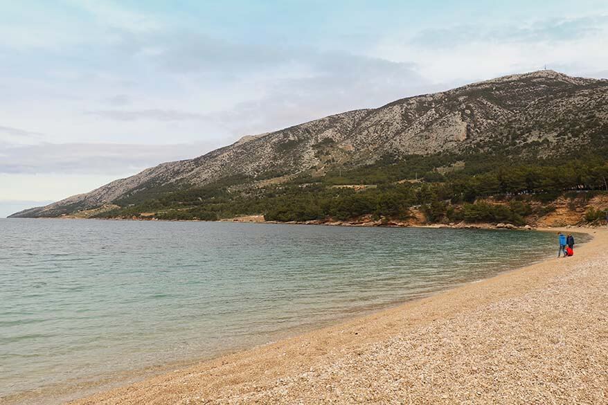 Zlatni Rat beach on Brac island was deserted in April