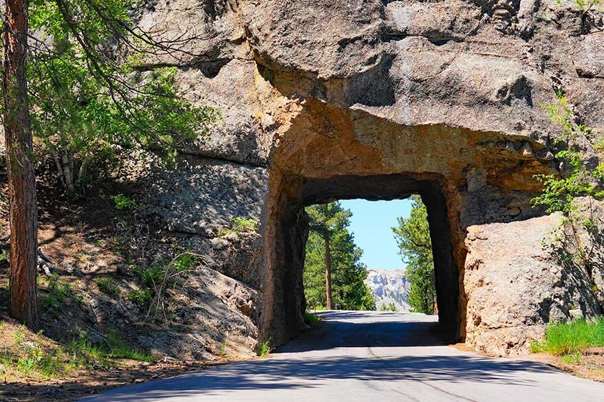 Doane Robinson Tunnel with Mount Rushmore view-Iron Mountain Road near Keystone SD