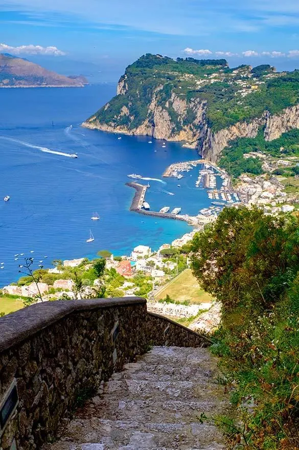Phoenician Steps offer amazing views over Capri island in Italy