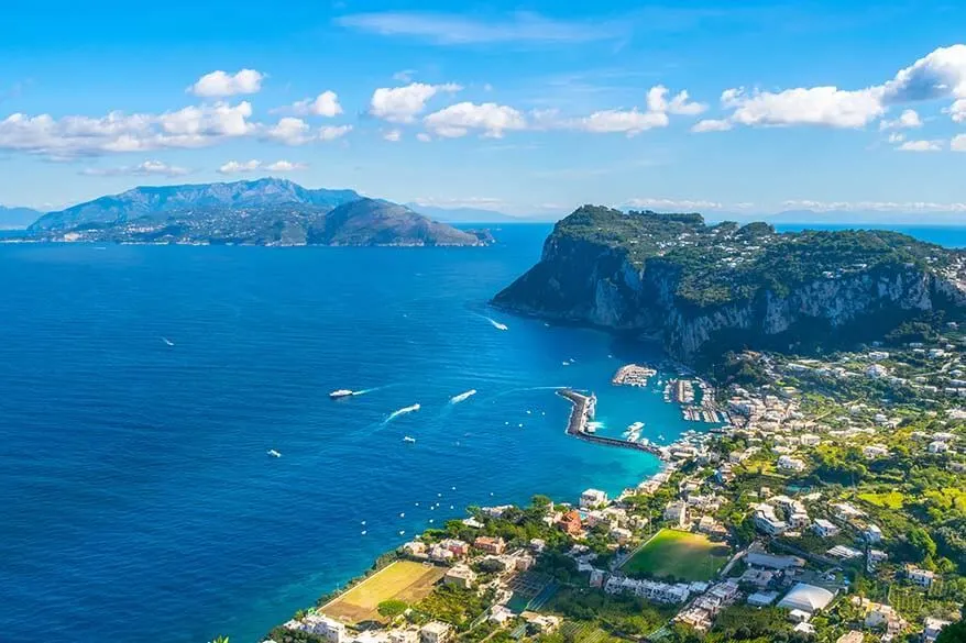 View of Capri island from Villa San Michele in Anacapri