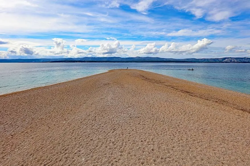 Zlatni Rat beach as seen from the beach itself - best beach on Brac island Croatia