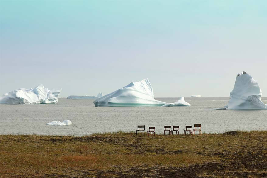 Chairs with a view over icebergs - Disko Island Greenland
