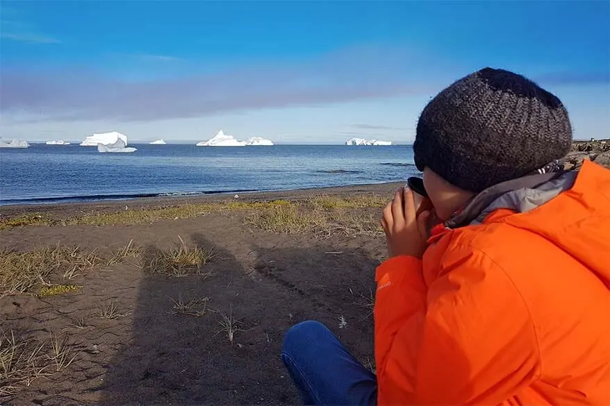 Greenland vacation - watching whales from the beach on Disko Island