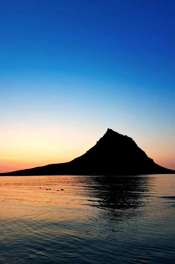 Kirkjufell mountain in Snaefellsnes Peninsula at sunset