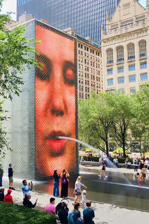 Crown Fountain is one of the main Chicago attractions