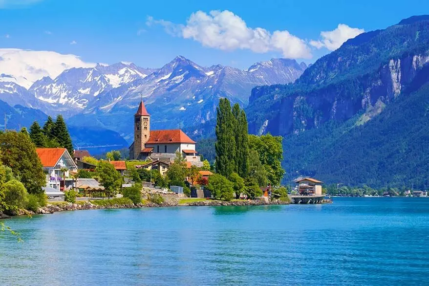 Brienz town along Lake Brienz near Interlaken in Switzerland