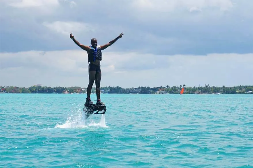 Flyndive or flyboarding - one of the fun things to do in Mauritius