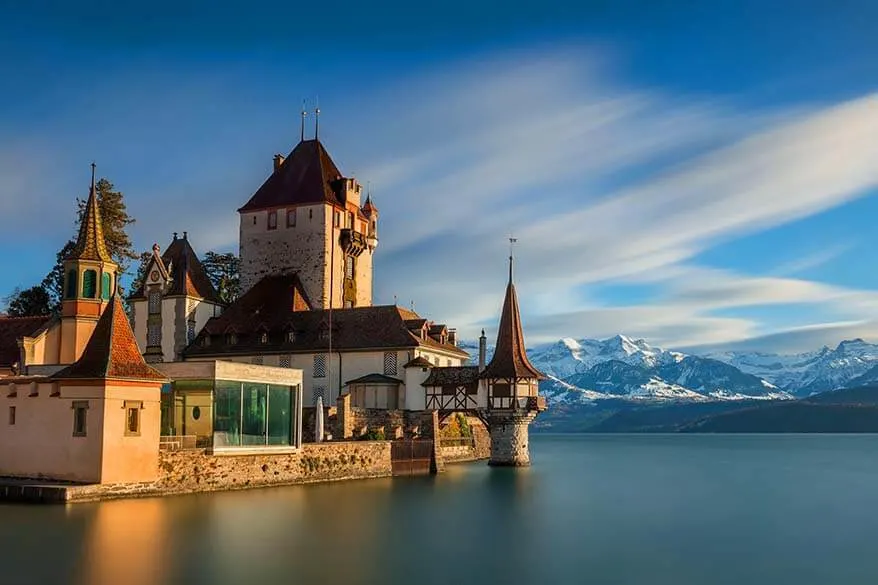 Oberhofen castle along Lake Thun is a great place to see when visiting Interlaken