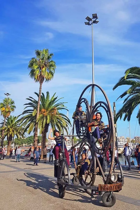 Port Vell in Barcelona is a lively place on weekends