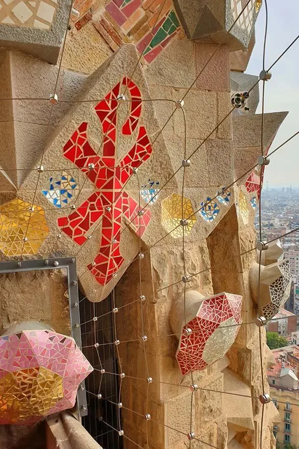 Sagrada Familia tower with Gaudi architectural details