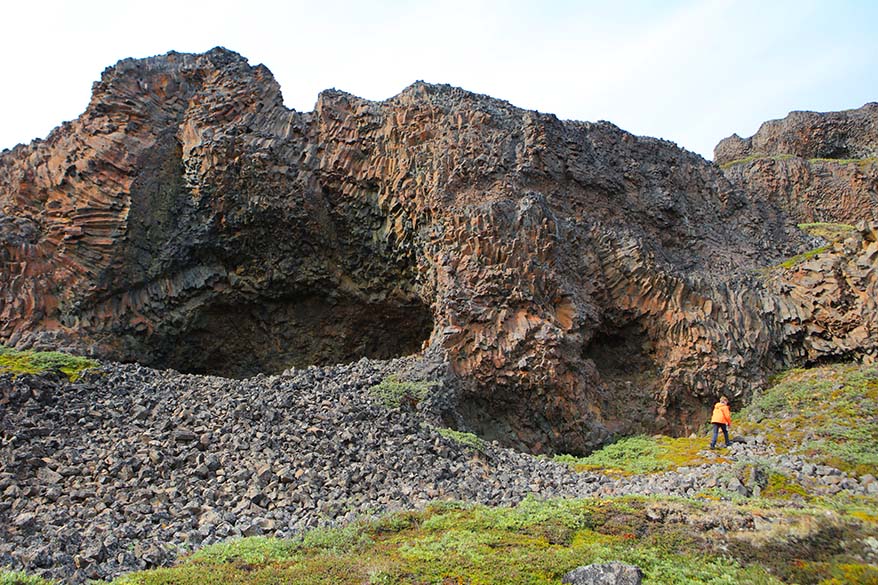 Basalt columns in Qeqertarsuaq on Disko Island in Greenland