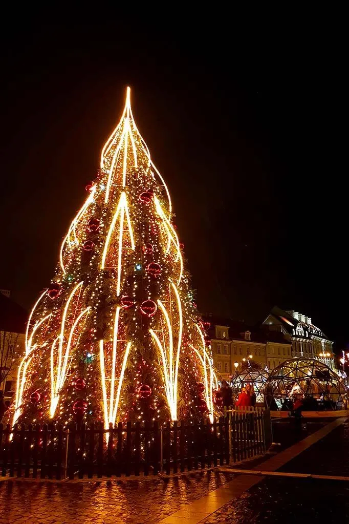 Christmas tree at the Town Hall Square (Rotuses aikste) in Vilnius Lithuania