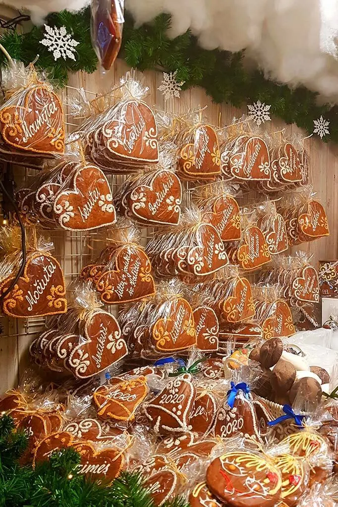 Meduoliai - Lithuanian gingerbread for sale at Vilnius Christmas market