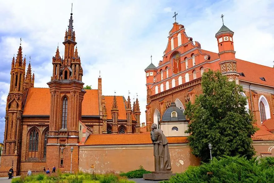 St. Anne's Church and the St. Francis of Assisi Church in Vilnius Lithuania