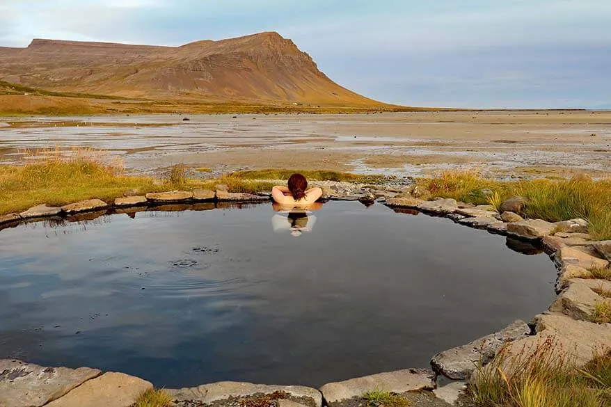 The most beautiful natural hot tub in the Westfjords in Iceland