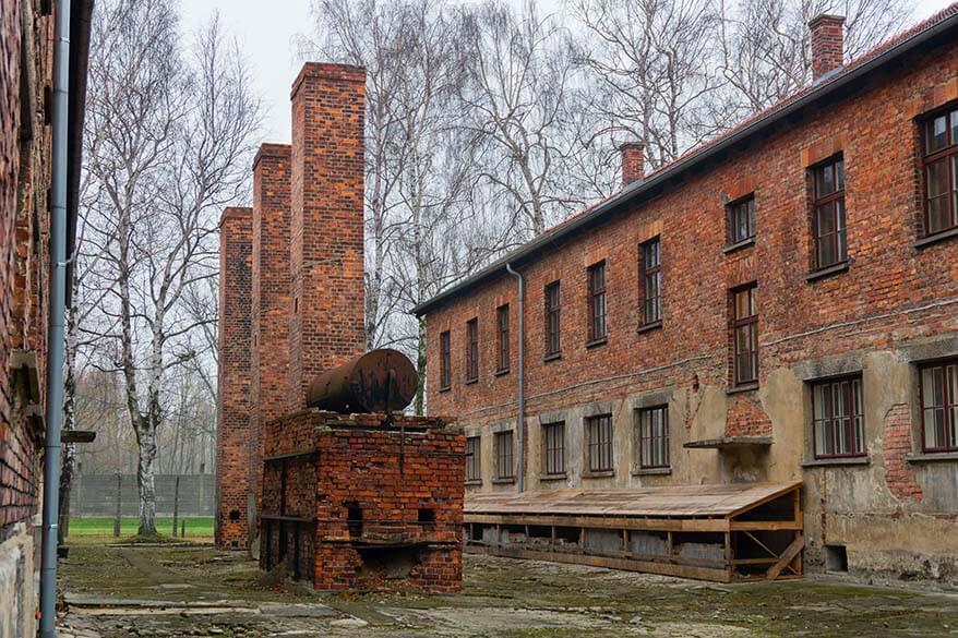 Auschwitz concentration camp chimneys
