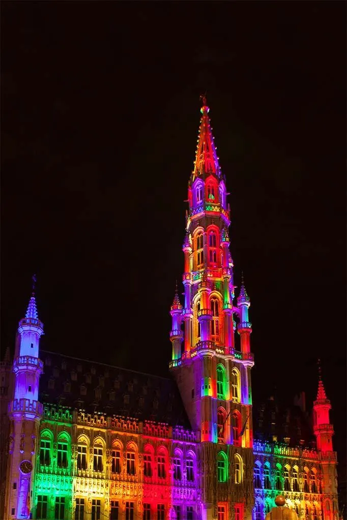 Brussels Town Hall lit during the light show