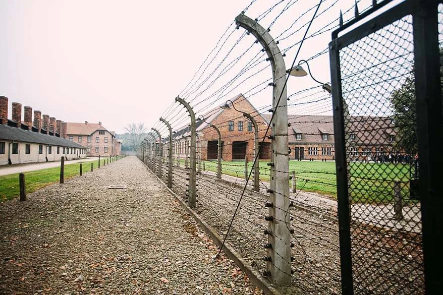 Camp fence at Auschwitz concentration camp