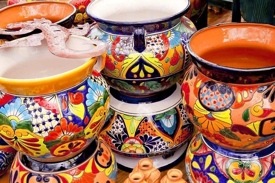 Colorful ceramic pots at Tlaquepaque Arts & Crafts Village in Sedona, AZ