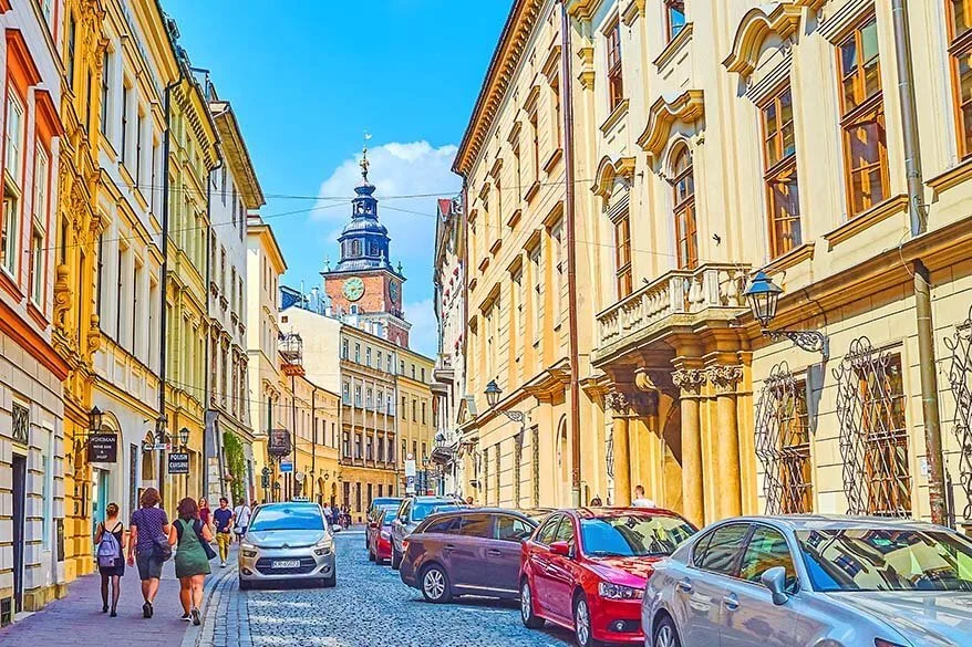 Colorful streets of the Old Town in Krakow Poland