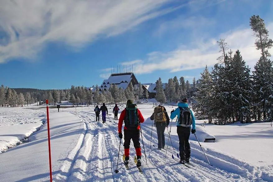 Cross country skiing in Yellowstone in winter
