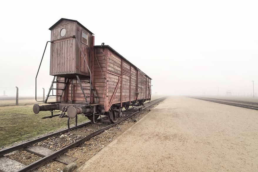 Deportation wagon at Auschwitz Birkenau memorial site