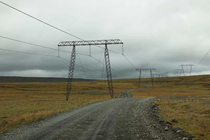 Gravel road 332 to Haifoss waterfall in Iceland