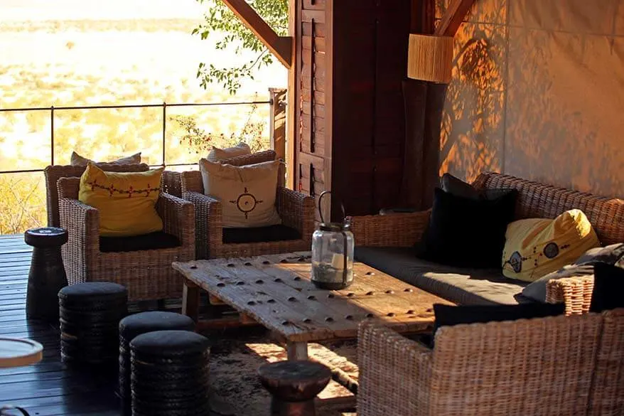 Lounge at the Dolomite Camp in Etosha National Park