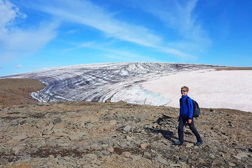 Lyngmark Glacier on Disko Island in Greenland on a sunny summer day