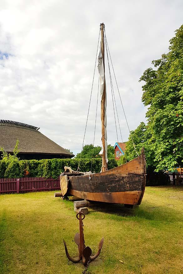 Old wooden boat at the Nida Fisherman's Ethnographic Homestead