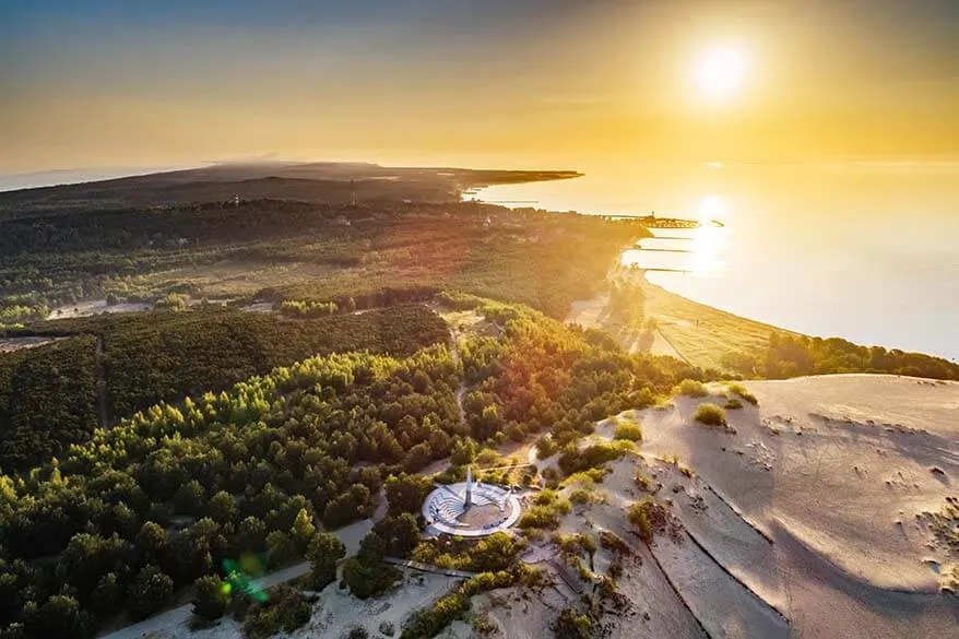 Parnidis Dune and Nida town aerial view