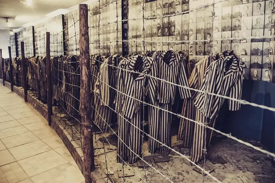 Striped pyjamas at Auschwitz concentration camp