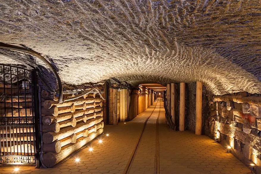 Underground tunnels and corridors at Wieliczka Salt Mine Krakow