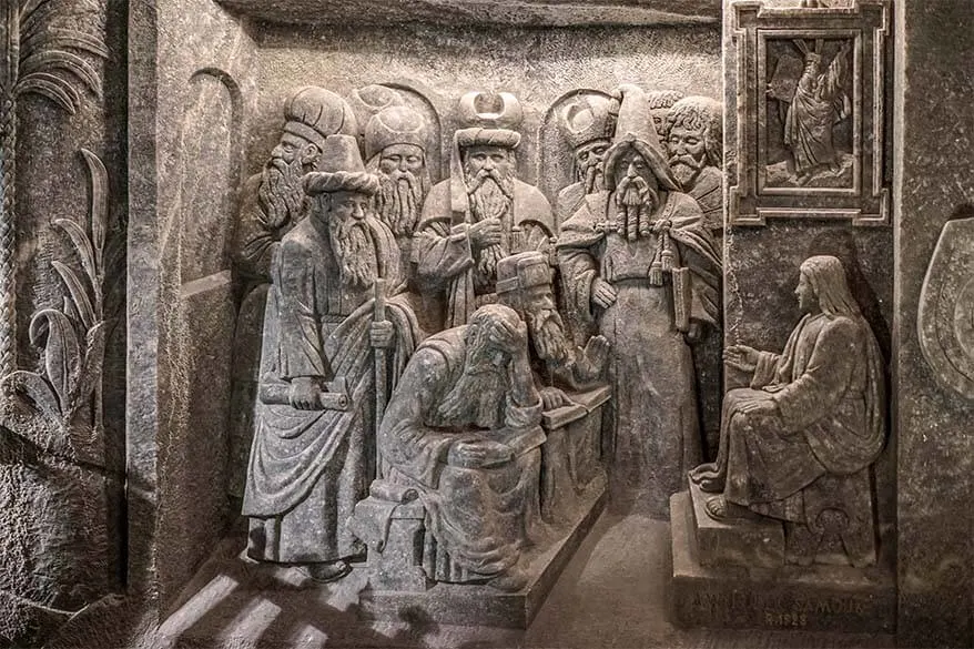 Wieliczka salt mine - carved salt statues of King Herod and the wise men