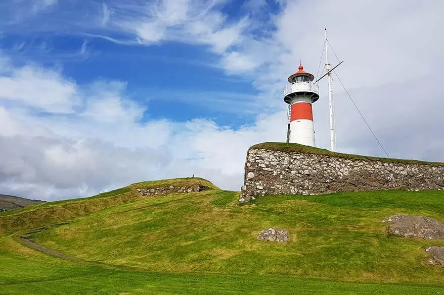 Lighthouse at the Skanisn Fort in Torshavn, Faroe Islands