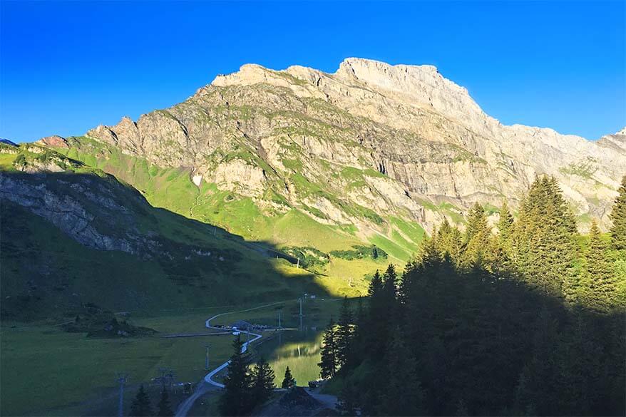 Mountain view from Hotel Trubsee in summer