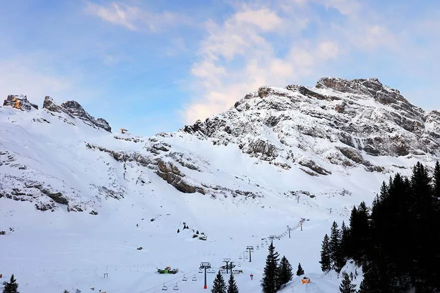 Mountains near Trubsee in Engelberg in winter