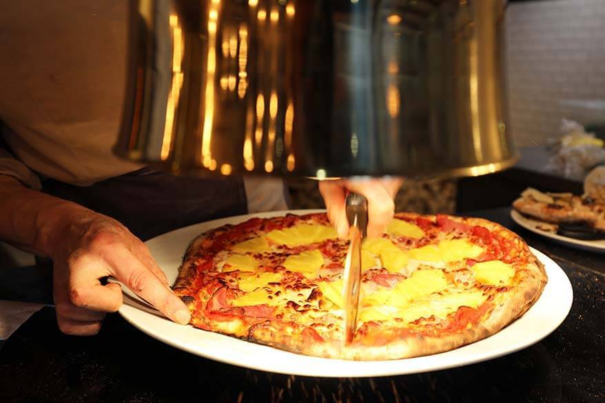 Pizza at the Italian restaurant at Trubsee hotel