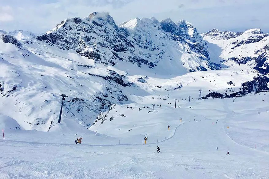Skiing from Stand to Trubsee - Engelberg ski area in Switzerland