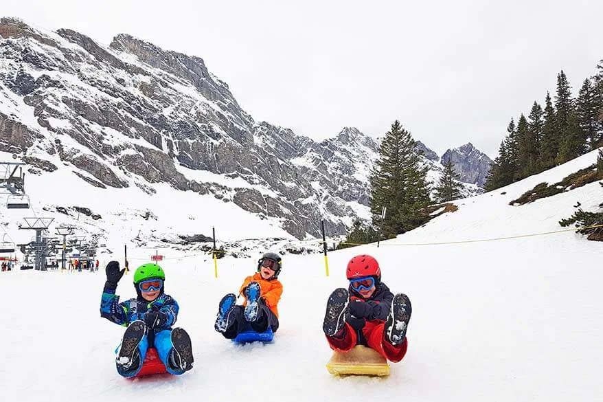 Sledding at Trubsee Snow Park - included in Mt Titlis visit in winter