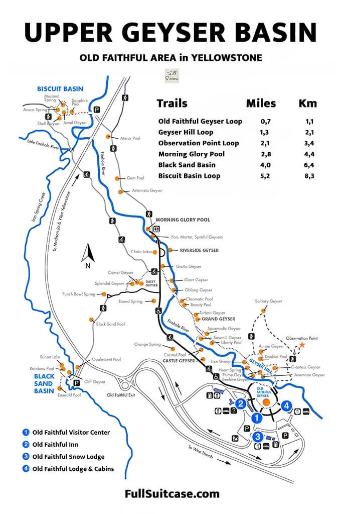 First timer s Guide to Upper Geyser Basin in Yellowstone Map Tips