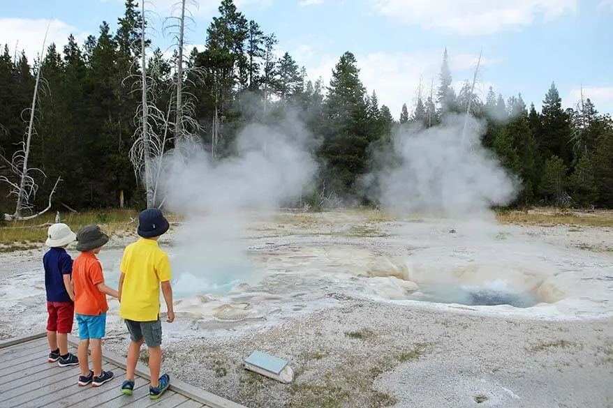 Visiting Yellowstone's Upper Geyser Basin with kids