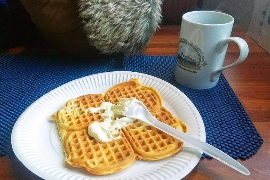 Waffles on a boat tour in Svalbard