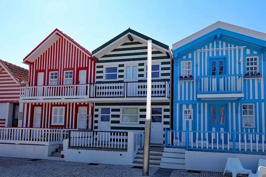 Costa Nova - colorful small town in Portugal