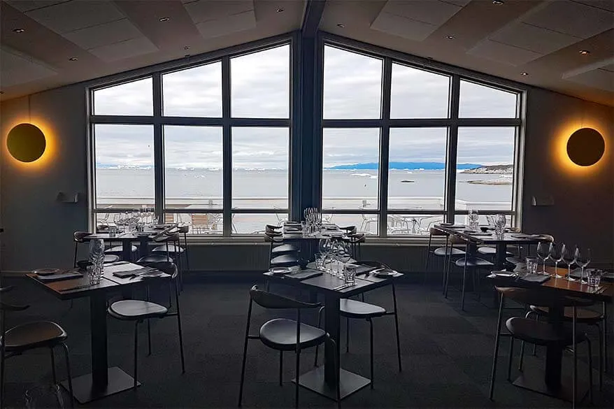 Ilulissat Hotel Icefiord restaurant with sea views of Disko Bay