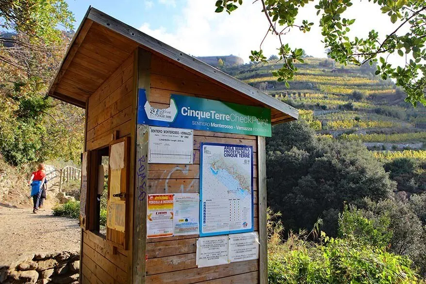 Ticket checkpoint on a Cinque Terre hiking trail
