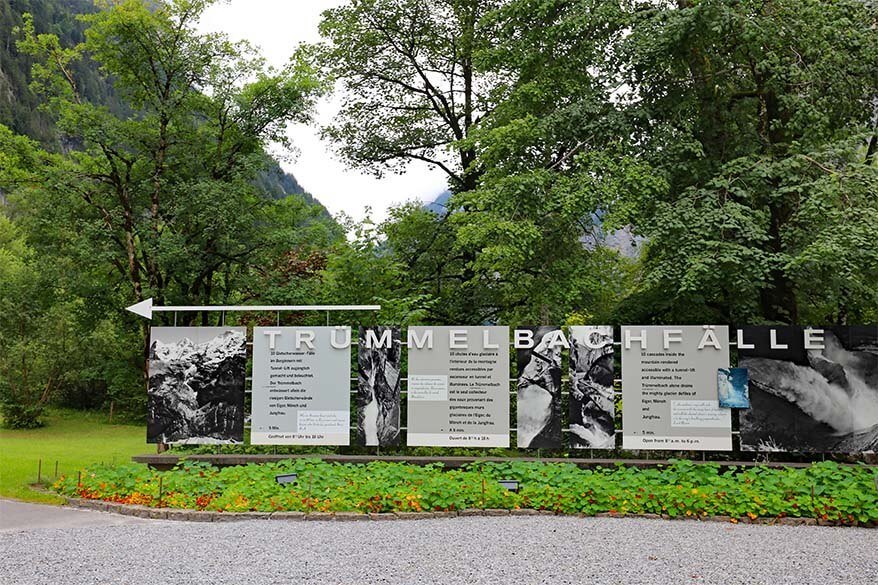 Trummebach Falls entrance sign