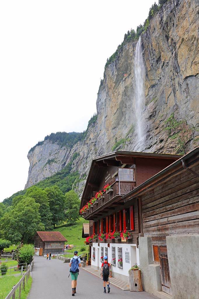 Walking from Lauterbrunnen to Staubbach Falls