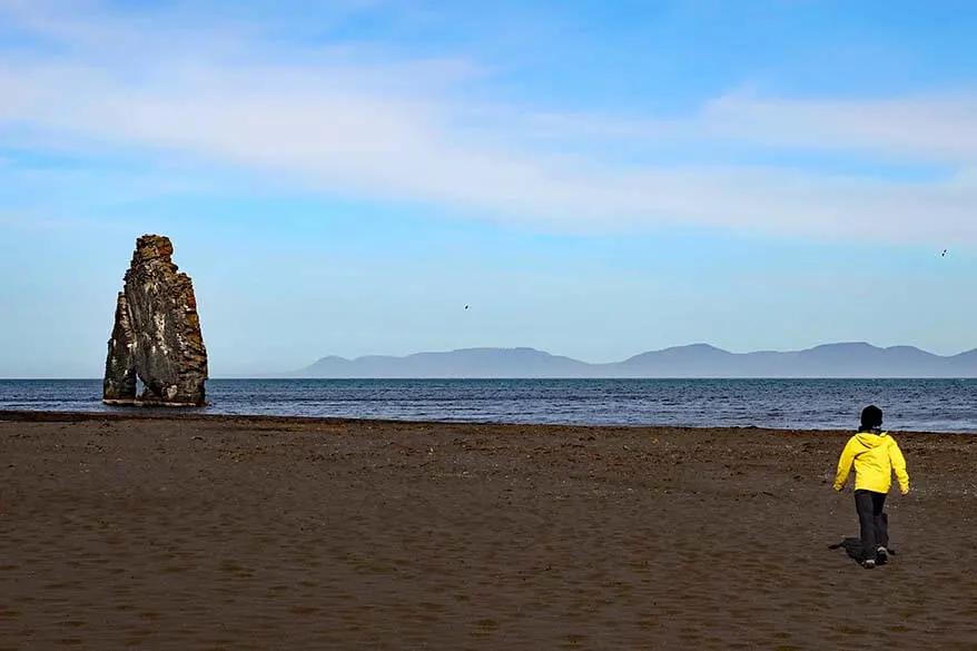 Child walking on Hvitserkur Beach